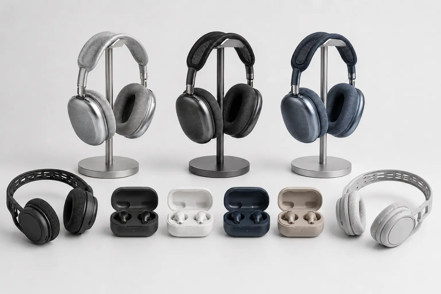 ภาพจำลองสินค้าแบบสมจริง AirPods Max, AirPods และ Beats สำหรับรับซื้อ Apple สำหรับหน้ารับซื้อ Apple