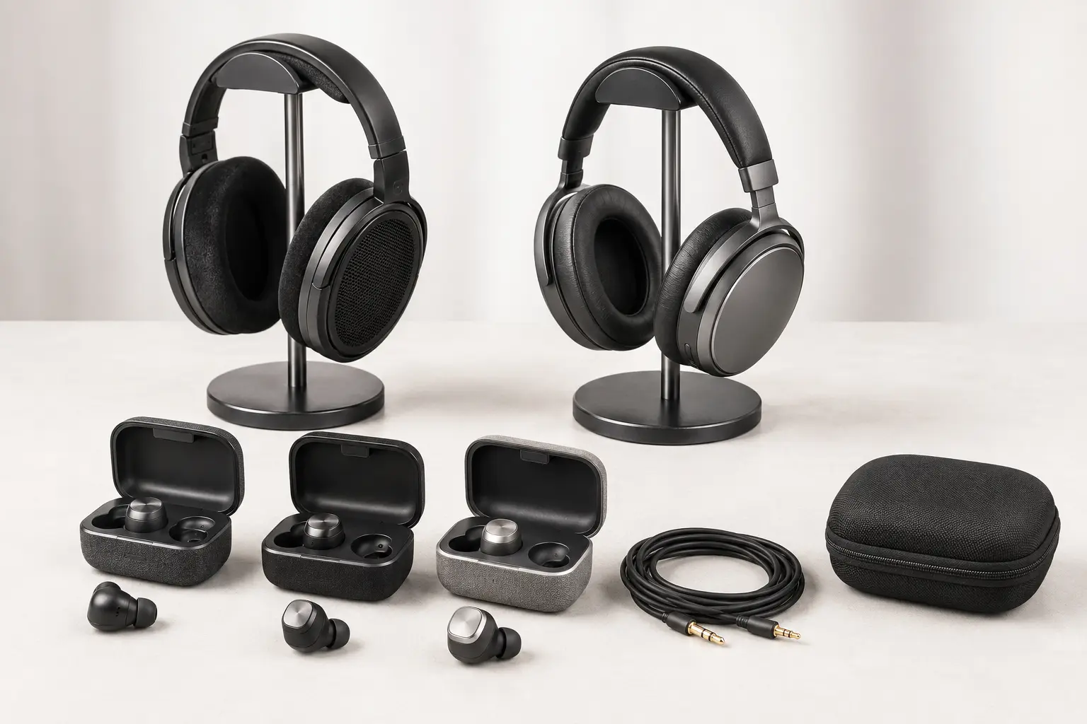 ภาพจำลองสินค้าแบบสมจริง หูฟังครอบหู True Wireless และอุปกรณ์ สำหรับรับซื้อ Sennheiser สำหรับหน้ารับซื้อ Sennheiser