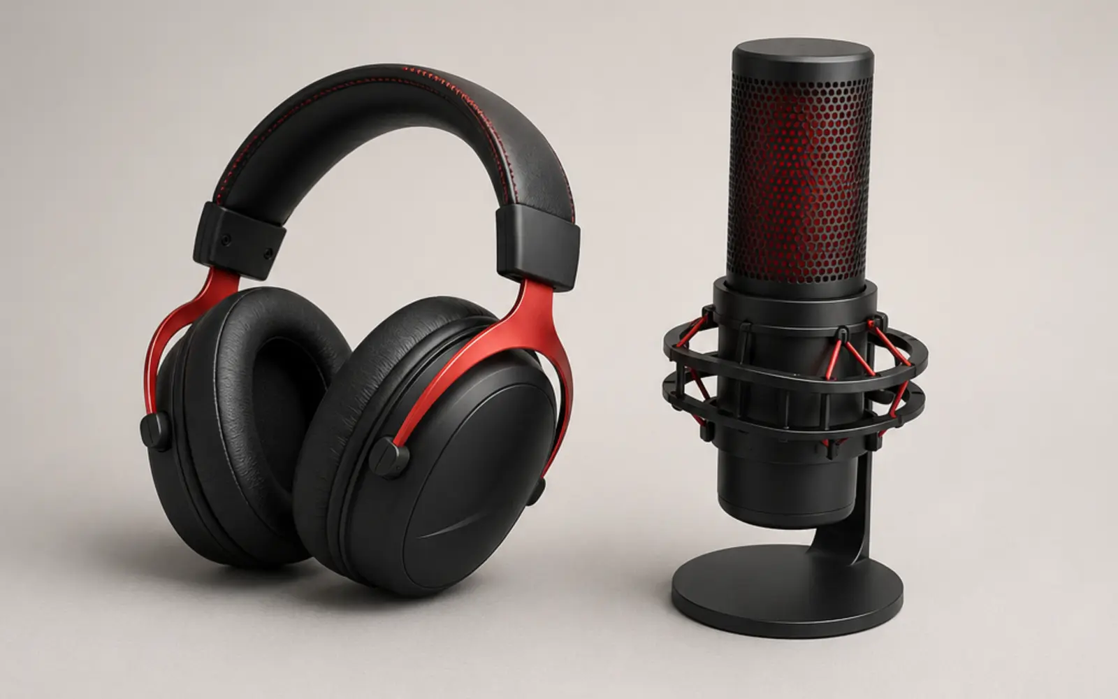 ภาพจำลองสินค้าแบบสมจริงหูฟังและไมโครโฟน HyperX จัดวางเต็มสัดส่วน สำหรับหน้ารับซื้อ HyperX