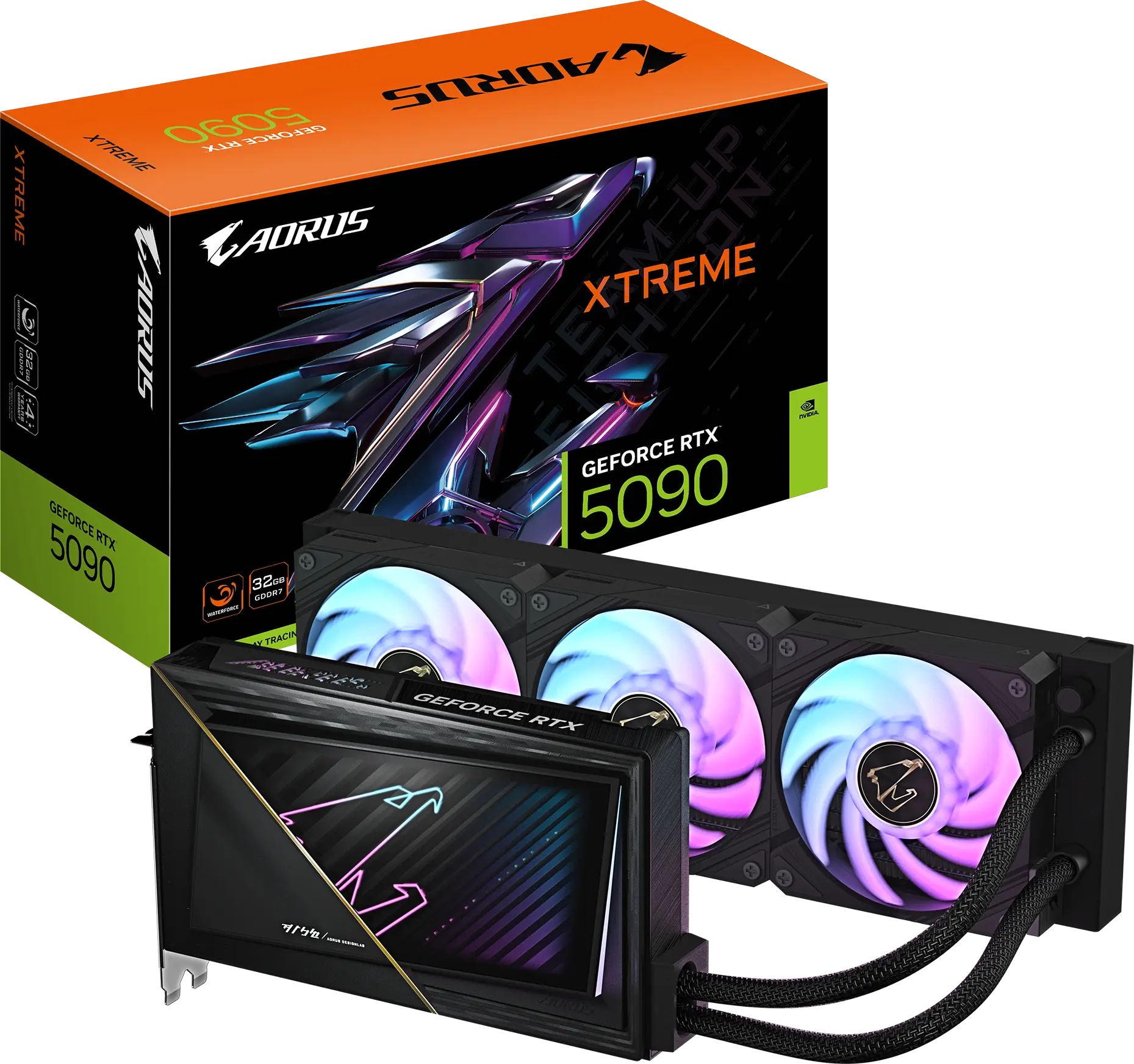 AORUS GeForce RTX 5090 XTREME WATERFORCE รุ่นเรือธงพร้อมชุดน้ำ สำหรับหน้ารับซื้อ Gigabyte / AORUS