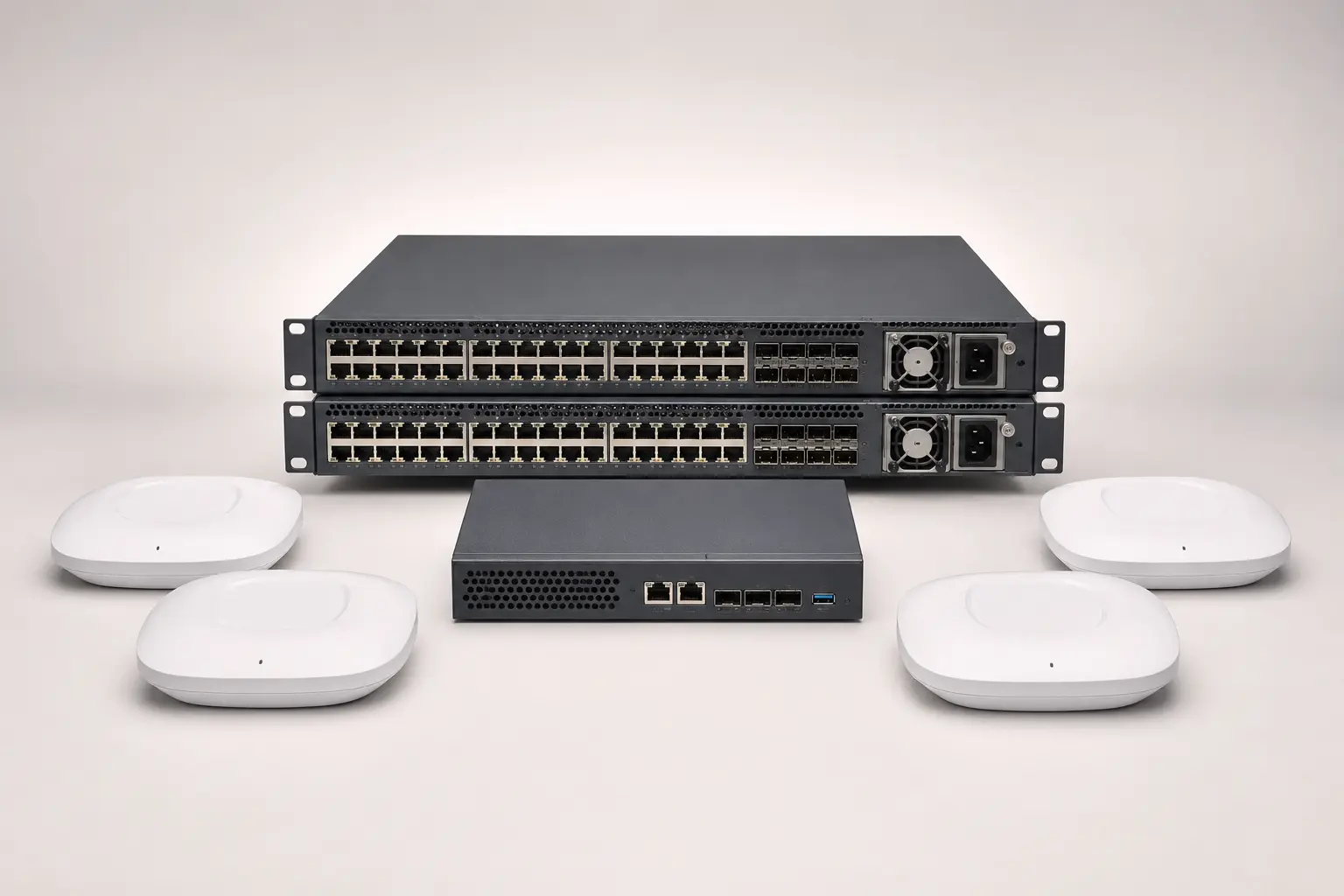 ภาพจำลองสมจริง Enterprise PoE Switch, Gateway และ Access Point สำหรับหน้ารับซื้อ HPE Aruba Enterprise